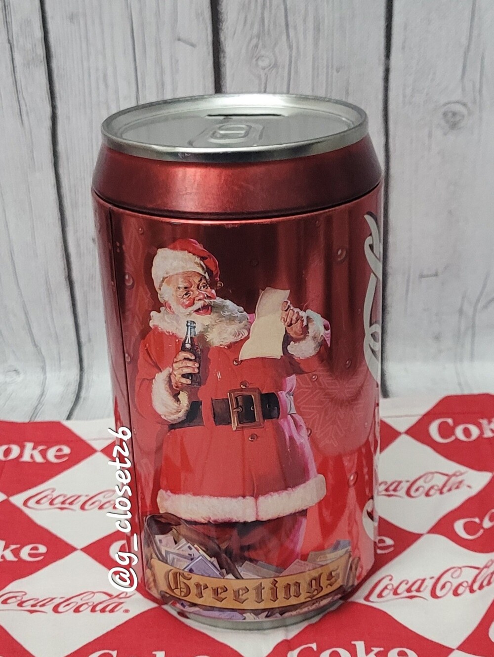 Coca Cola Red Santa Holiday Can Decorative Bank Tin